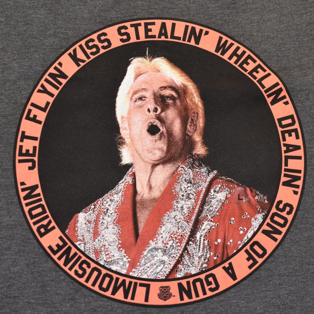 WWE Mens Ric Flair Kiss Stealin' Jet Flyin' Wheelin' Dealin' Shirt New Large - Picture 2 of 5